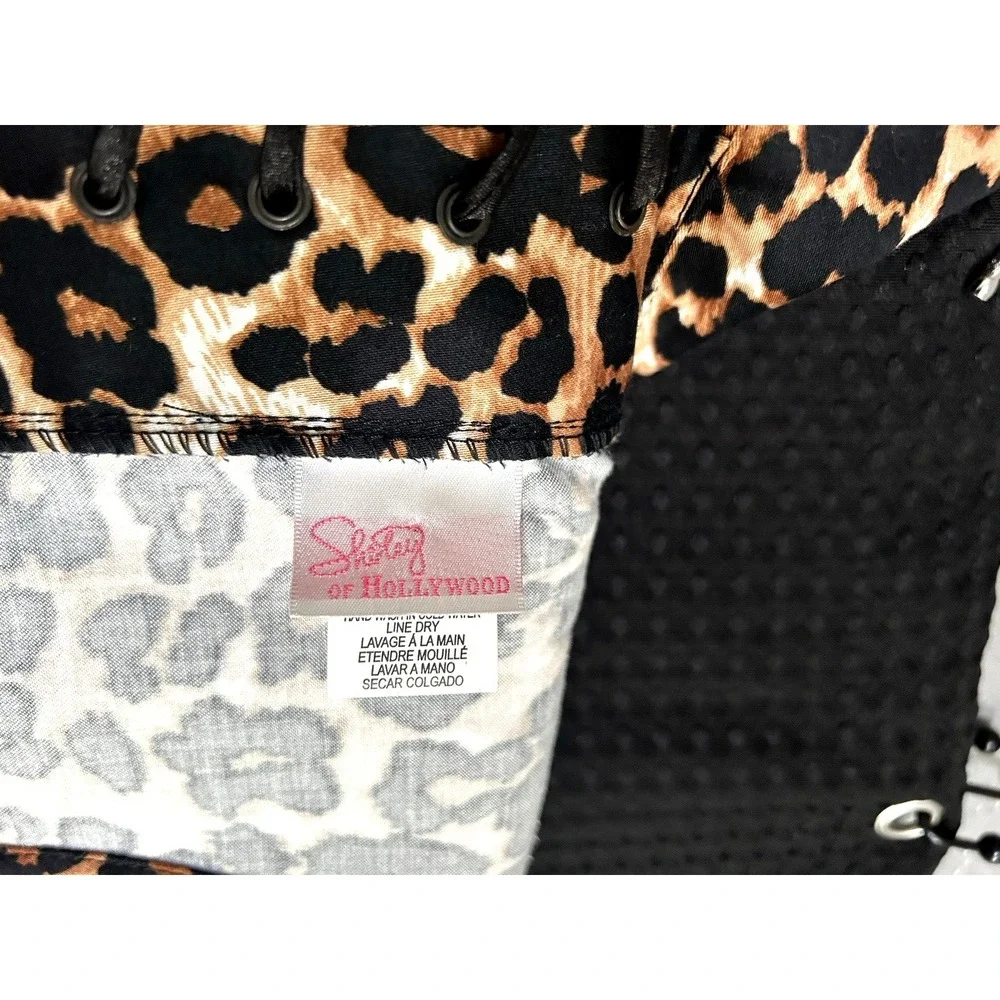 AWESOME Y2K Shirley of Hollywood Leopard Print True Corset Top Boning Zip 38 - Picture 15 of 16